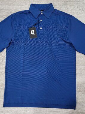 NWT Footjoy Golf Polo Shirt Blue Stretch Easy Care SPF30 Men's Size M